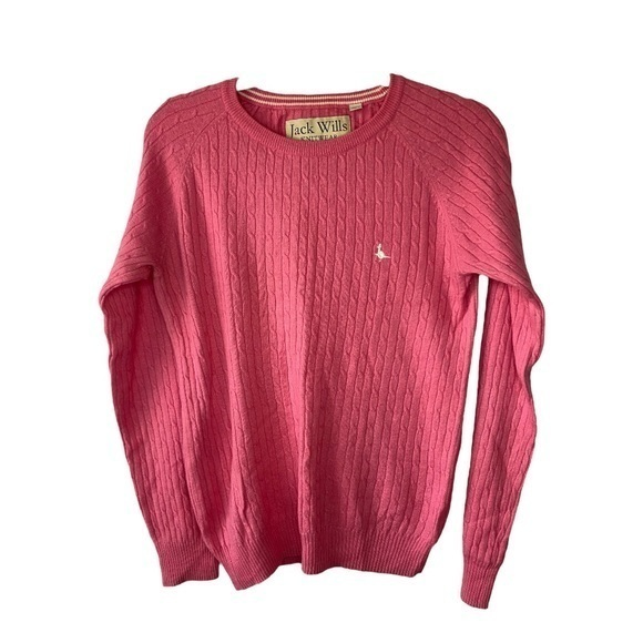 Jack Wills Pink Cable Knit Sweater  ‎   Sz 10 - Picture 1 of 6